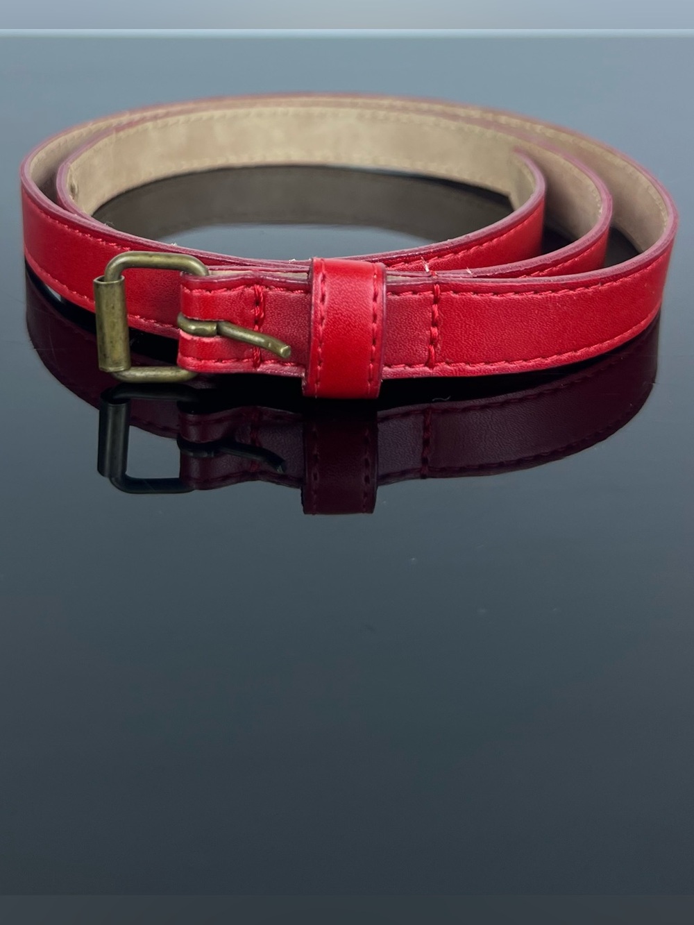 Marie Chantal Kids Girls Leather Belt, Red, Size L